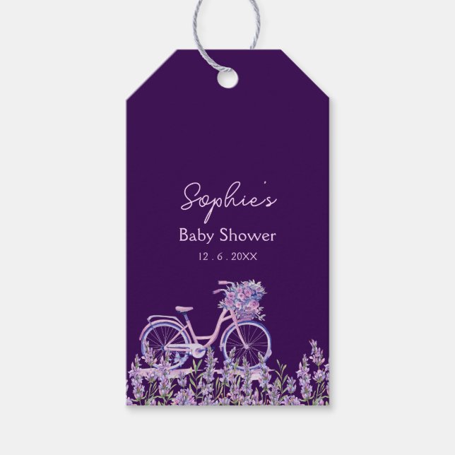 Lila floral Lilac Bicycle Baby Shower Plate Geschenkanhänger (Vorderseite)