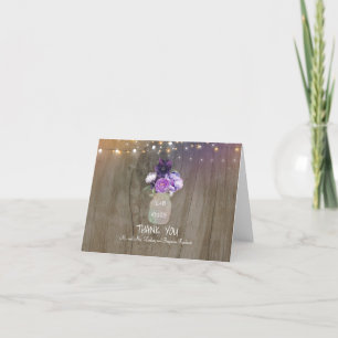 Lila Floral Mason Jar Rustic Wedding Vielen Dank Dankeskarte