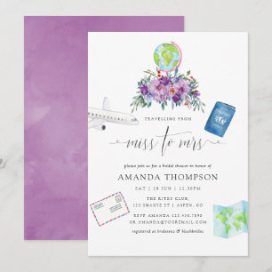 Lila Floral Miss To Mrs Brautparty Einladung