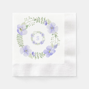 Lila Floral Monogram Wasserfarbenelegante Serviette