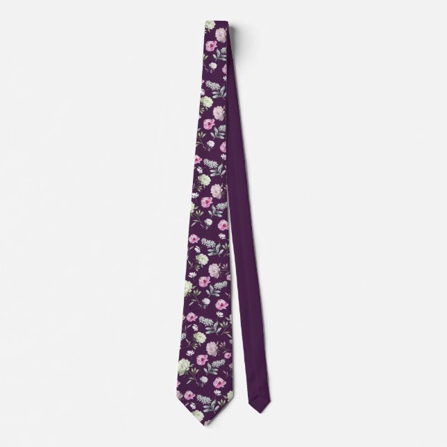 Lila Floral Neck Tie Krawatte (Vorderseite)
