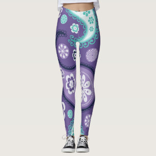 Lila Floral Paisley Fun Leggings