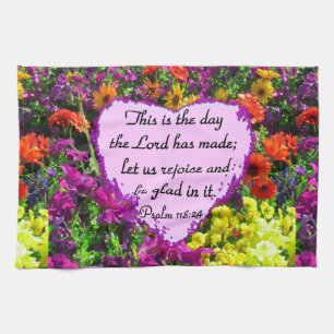LILA FLORAL PSALM 118:24 FOTO-DESIGN KÜCHENTUCH