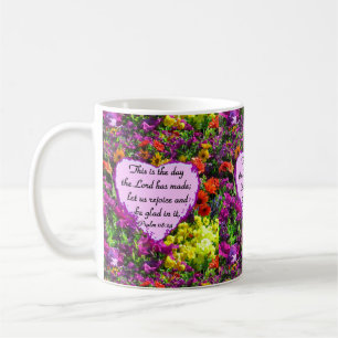 LILA FLORAL PSALM 118:24 FOTO-DESIGN TASSE