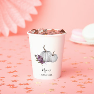 Lila Floral Pumpkin Baby Dusche Pappbecher