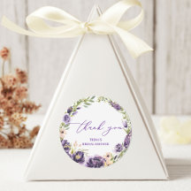 Lila Floral Round Gvor Sticker