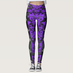 Lila floral Viktorianisch Steampunk Spandex Leggin Leggings