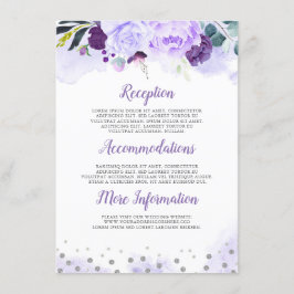 Lila Floral Wedding Information Guest Begleitkarte