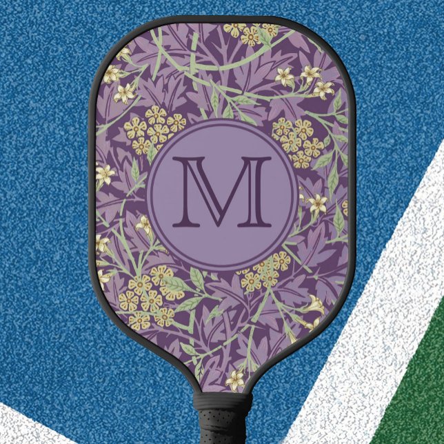 Lila Floral William Morris Custom Initial Ladys Pickleball Schläger (Von Creator hochgeladen)