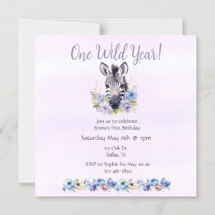 Lila Floral Zebra Geburtstag Magneteinladung