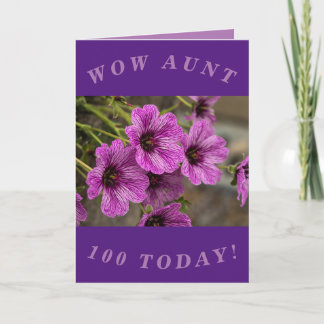 Lila florale 100. Geburtstagskarte für Tante Karte