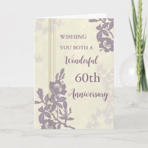 Lila florale 60. Hochzeitskarte Karte