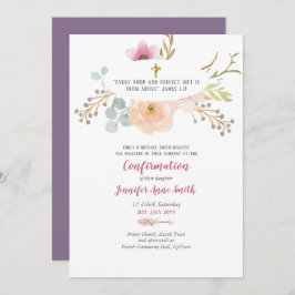 Lila florale Bestätigung Einladung katholisch
