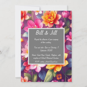 Lila florale Bold Garden Blüten Hochzeit Einladung