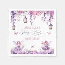 Lila Florale Fantasie Fee Erster Geburtstag