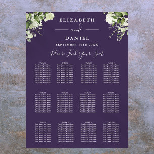 Lila Florale Grün Hochzeits-Sitzordnung Poster