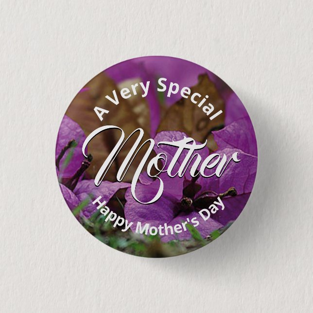 Lila florale HAPPY MUTTER'S DAY Church verschenken Button (Vorderseite)
