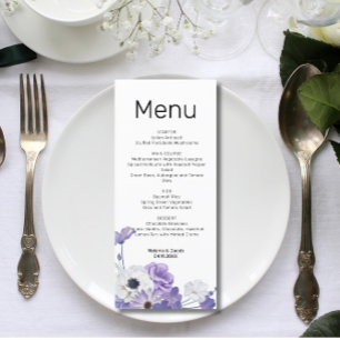 Lila florale Hochzeitkarte Menükarte