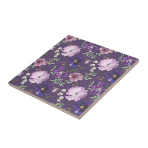 Lila florale Keramik Fliesen Badezimmer Dekoration