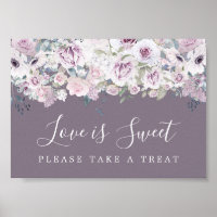 Lila florale Liebe ist Sweet Dessert Bar Sign