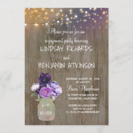 Lila florale Mason Jar Rustikale Engagement Partei Einladung