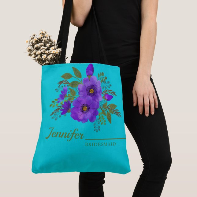 Lila, florale Mit Monogramm Tasche (Von Nahem)