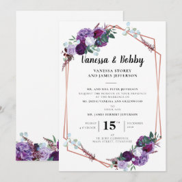 Lila florale Moderne Geometrische Hochzeitseinladu Einladung