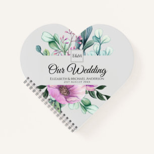 Lila florale Monogramm WEDD Journal Newlyweds Notizbuch