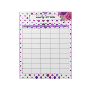 Lila florale Polka Dots_ zu tun _ Wochenübersicht Notizblock