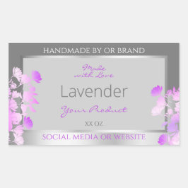 Lila florale Produktverpackungen Etiketten Grau Si Rechteckiger Aufkleber