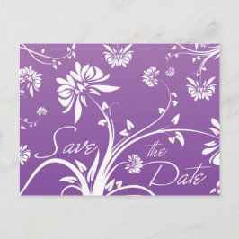 Lila florale Save the Date Postkarten