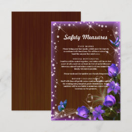 Lila florale Sicherheitsmaßnahmen für rustikales d Begleitkarte