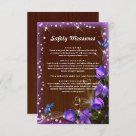 Lila florale Sicherheitsmaßnahmen für rustikales d Begleitkarte