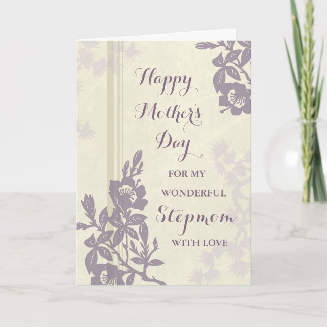 Lila florale Stepmutter Happy Mother Day Card Karte (Vorderseite)