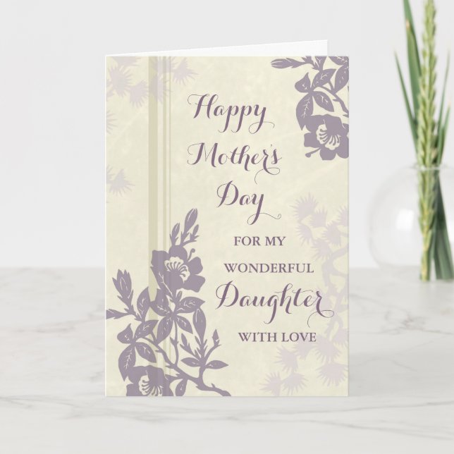 Lila florale Tochter Happy Mother Day Card Karte (Vorderseite)