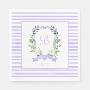 Lila florale Wappen-Baby-Party Serviette