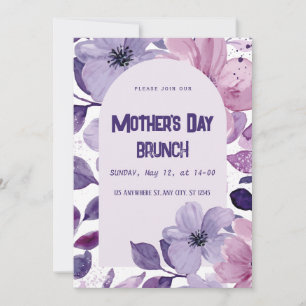 Lila Florale Wasserfarben-Einladung zum Brunch Einladung