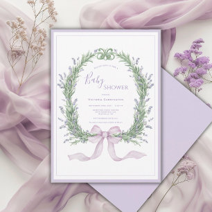 Lila Florale Whimsische Vintage-Baby-Party Einladung
