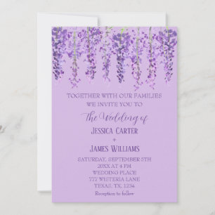 Lila Florale Wisteria-Aquarell-Lavendel-Hochzeit Einladung