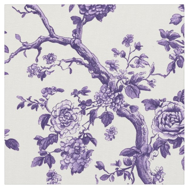 Lila florale Zweig-Wiederholung Stoff (Nahaufnahme)