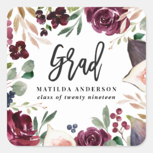 Lila floraler Abschluss Quadratischer Aufkleber