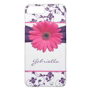 Lila floraler Damast Pink Gerber Daisy iPhone 6 ca 8 Plus/7 Plus Hülle