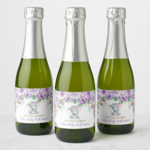 Lila Floraler Elefant Baby Shower Pop the Bubbly