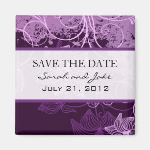 Lila floraler Save the Date Kühlschrankmagnet Magnet