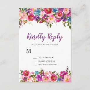 Lila floraler UAWG RSVP Karte