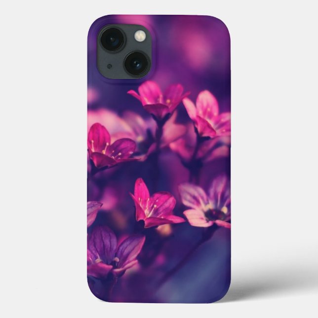 lila-florales-ästhetisches-iphone-13-case. Case-Mate iPhone hülle (Rückseite)