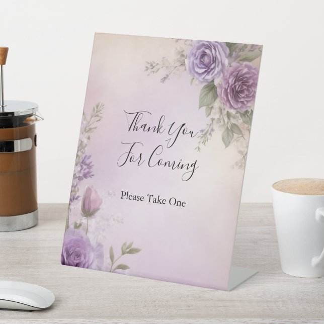 Lila florales Brautparty Gefallen Tafelsignatur Sockelschild (In SItu)