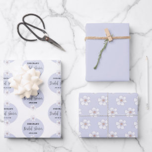 Lila florales Brautparty Geschenkpapier Set