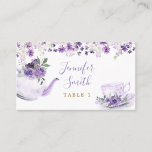 Lila florales Brautparty Tee Party Platzkarte