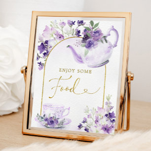 Lila florales Brautparty Teezeichen Poster